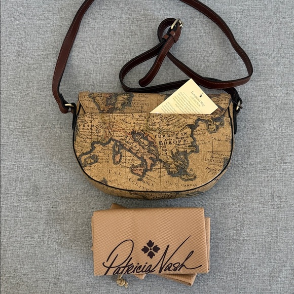 Patricia Nash European Map Print Velledoria Crossbody Bag - Picture 8 of 12